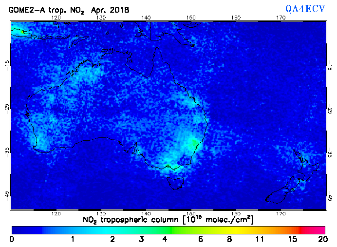 Regional Tropospheric NO2 of April 2018