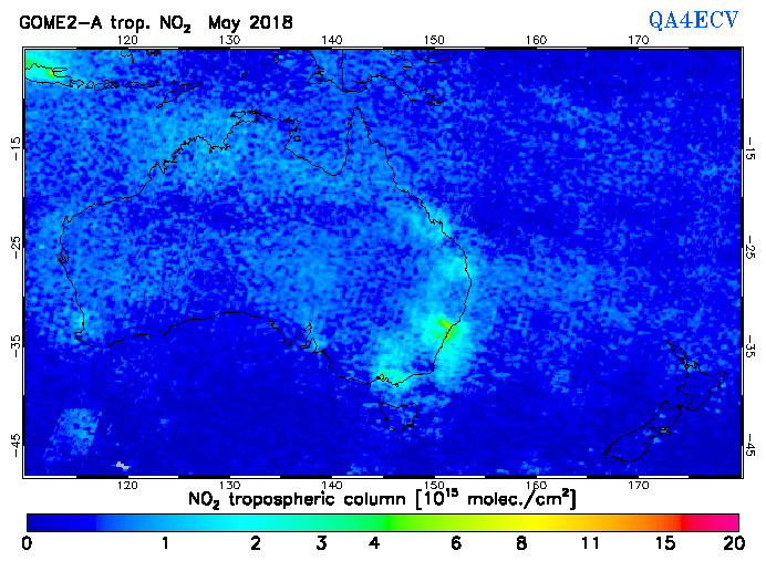 Regional Tropospheric NO2 of May 2018