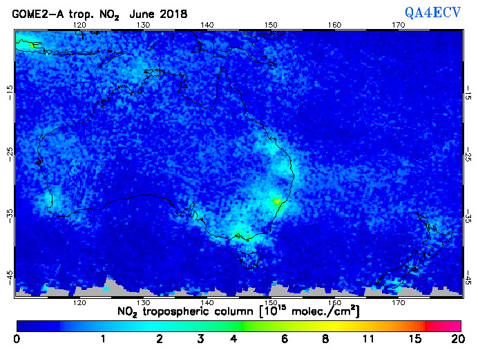 Regional Tropospheric NO2 of June 2018