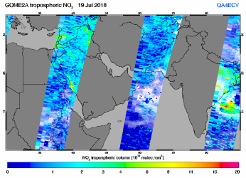Tropospheric NO2 of 19 July 2018