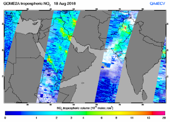 Tropospheric NO2 of 18 August 2018