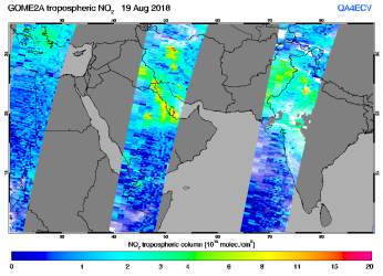 Tropospheric NO2 of 19 August 2018