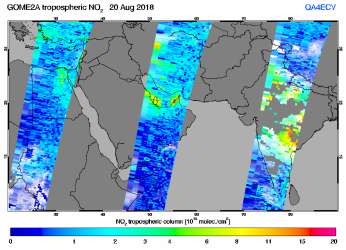 Tropospheric NO2 of 20 August 2018