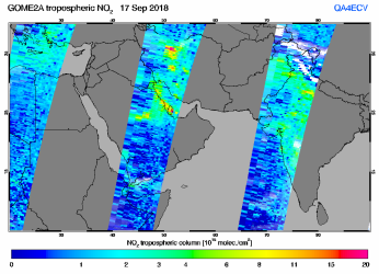 Tropospheric NO2 of 17 September 2018