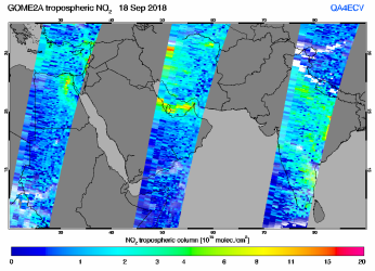 Tropospheric NO2 of 18 September 2018
