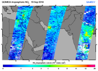 Tropospheric NO2 of 19 September 2018