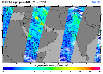 Tropospheric NO2 of 21 September 2018