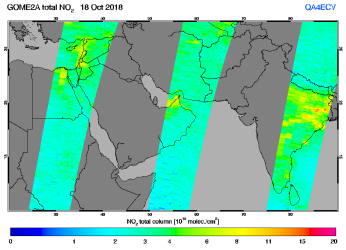 Total NO2 column of 18 October 2018