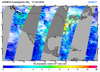 Tropospheric NO2 of 11 October 2018