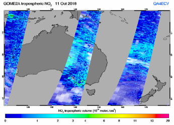 Tropospheric NO2 of 11 October 2018