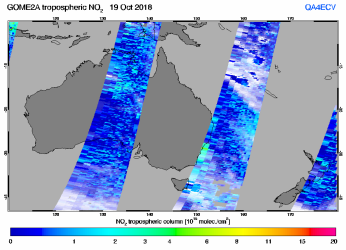 Tropospheric NO2 of 19 October 2018