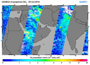 Tropospheric NO2 of 20 October 2018