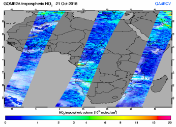 Tropospheric NO2 of 21 October 2018