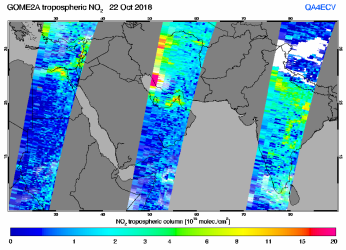 Tropospheric NO2 of 22 October 2018