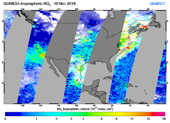 Tropospheric NO2 of 10 November 2018