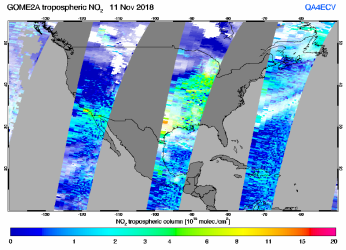 Tropospheric NO2 of 11 November 2018