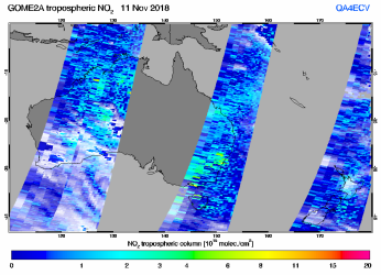Tropospheric NO2 of 11 November 2018