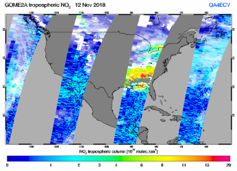 Tropospheric NO2 of 12 November 2018