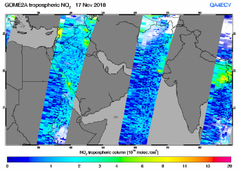 Tropospheric NO2 of 17 November 2018