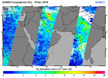 Tropospheric NO2 of 19 November 2018