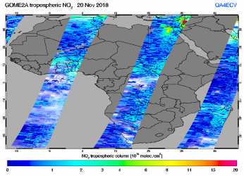 Tropospheric NO2 of 20 November 2018