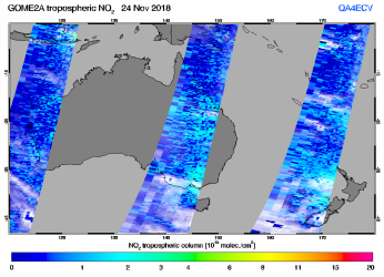 Tropospheric NO2 of 24 November 2018