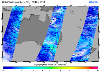 Tropospheric NO2 of 09 December 2018
