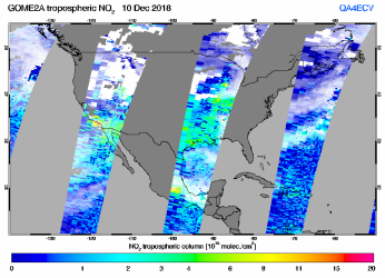 Tropospheric NO2 of 10 December 2018