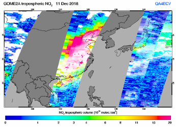 Tropospheric NO2 of 11 December 2018