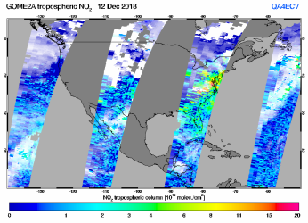 Tropospheric NO2 of 12 December 2018
