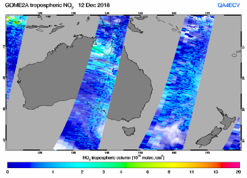 Tropospheric NO2 of 12 December 2018