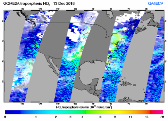 Tropospheric NO2 of 13 December 2018