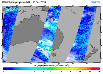 Tropospheric NO2 of 13 December 2018