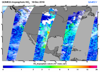 Tropospheric NO2 of 18 December 2018