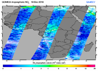 Tropospheric NO2 of 18 December 2018