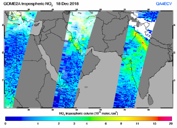 Tropospheric NO2 of 18 December 2018