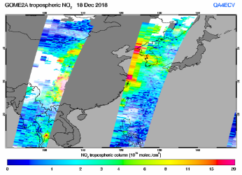 Tropospheric NO2 of 18 December 2018