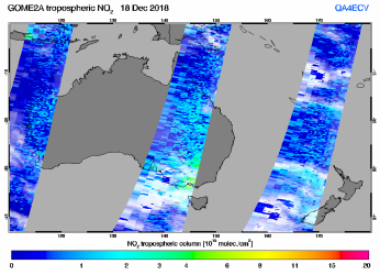 Tropospheric NO2 of 18 December 2018