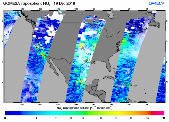 Tropospheric NO2 of 19 December 2018
