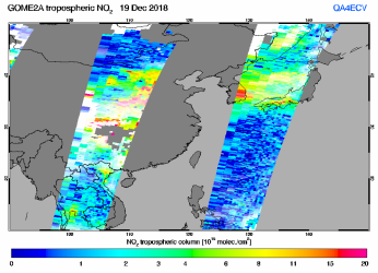Tropospheric NO2 of 19 December 2018