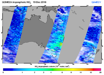 Tropospheric NO2 of 19 December 2018