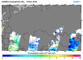 Tropospheric NO2 of 19 December 2018