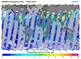 Tropospheric NO2 of 19 December 2018