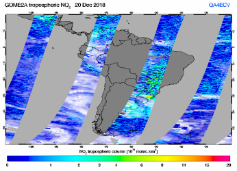 Tropospheric NO2 of 20 December 2018