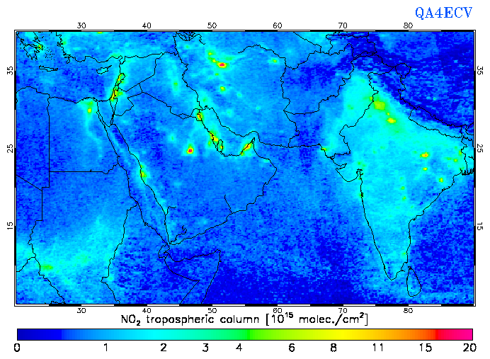Regional Tropospheric NO2 of October 2004