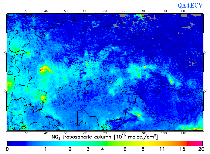 Regional Tropospheric NO2 of October 2004