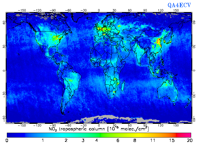 Regional Tropospheric NO2 of October 2004