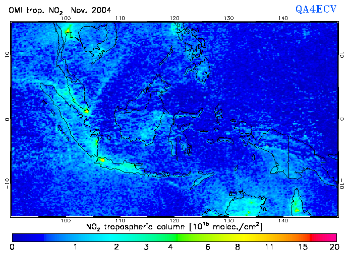 Regional Tropospheric NO2 of November 2004