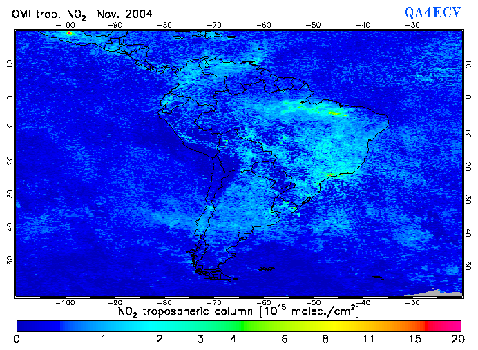 Regional Tropospheric NO2 of November 2004