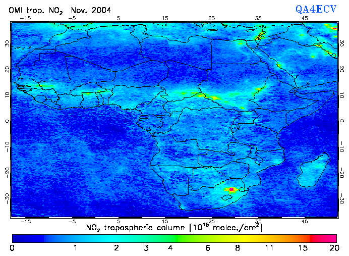 Regional Tropospheric NO2 of November 2004